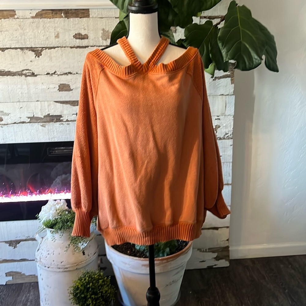 Free People off the shoulder orange sweatshirt